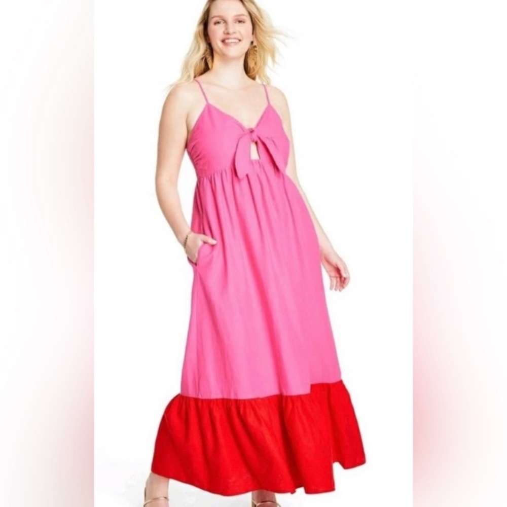 Tabitha Brown for Target Pink/Red Maxi Dress - Size M
